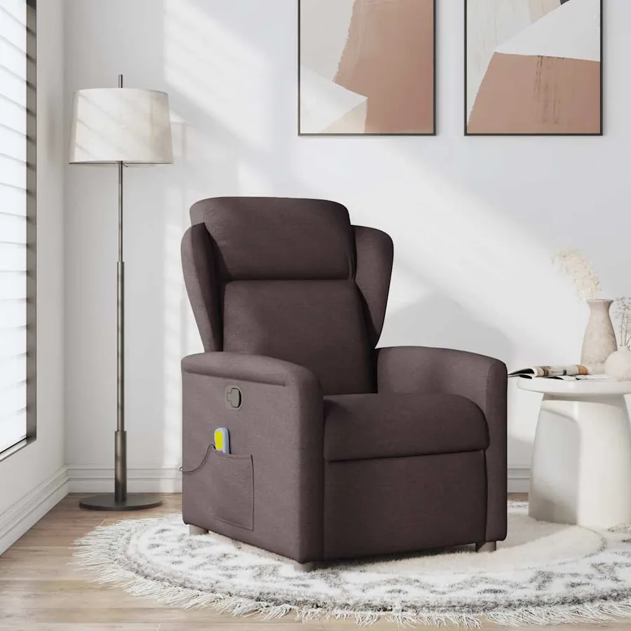 Fauteuil de massage inclinable Marron foncé Tissu - 2