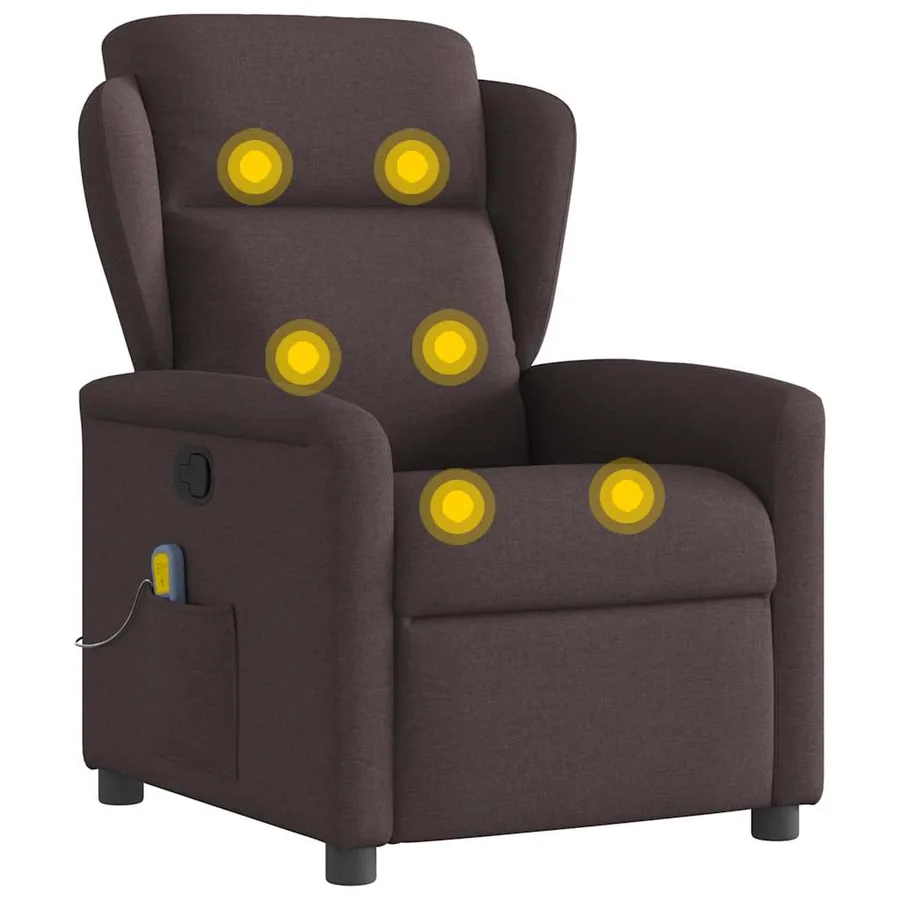 Fauteuil de massage inclinable Marron foncé Tissu - 7