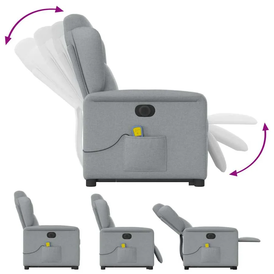 Fauteuil inclinable de massage électrique Gris clair Tissu - 10