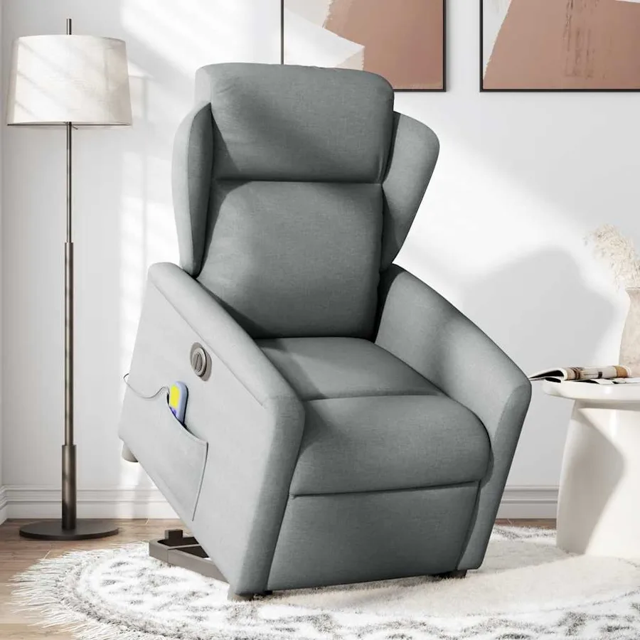 Fauteuil inclinable de massage électrique Gris clair Tissu - 2