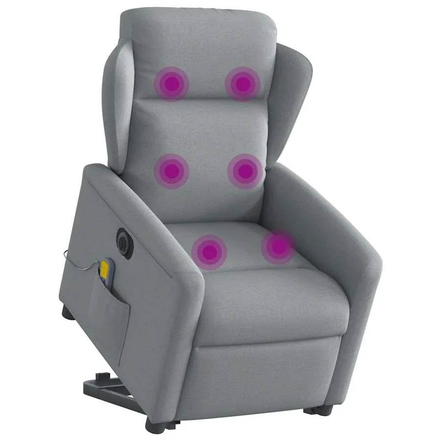 Fauteuil inclinable de massage électrique Gris clair Tissu - 3