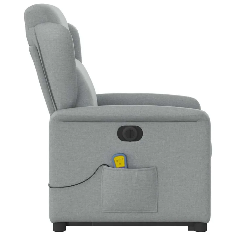 Fauteuil inclinable de massage électrique Gris clair Tissu - 6