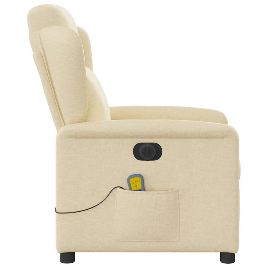 Fauteuil inclinable de massage électrique crème tissu - 6