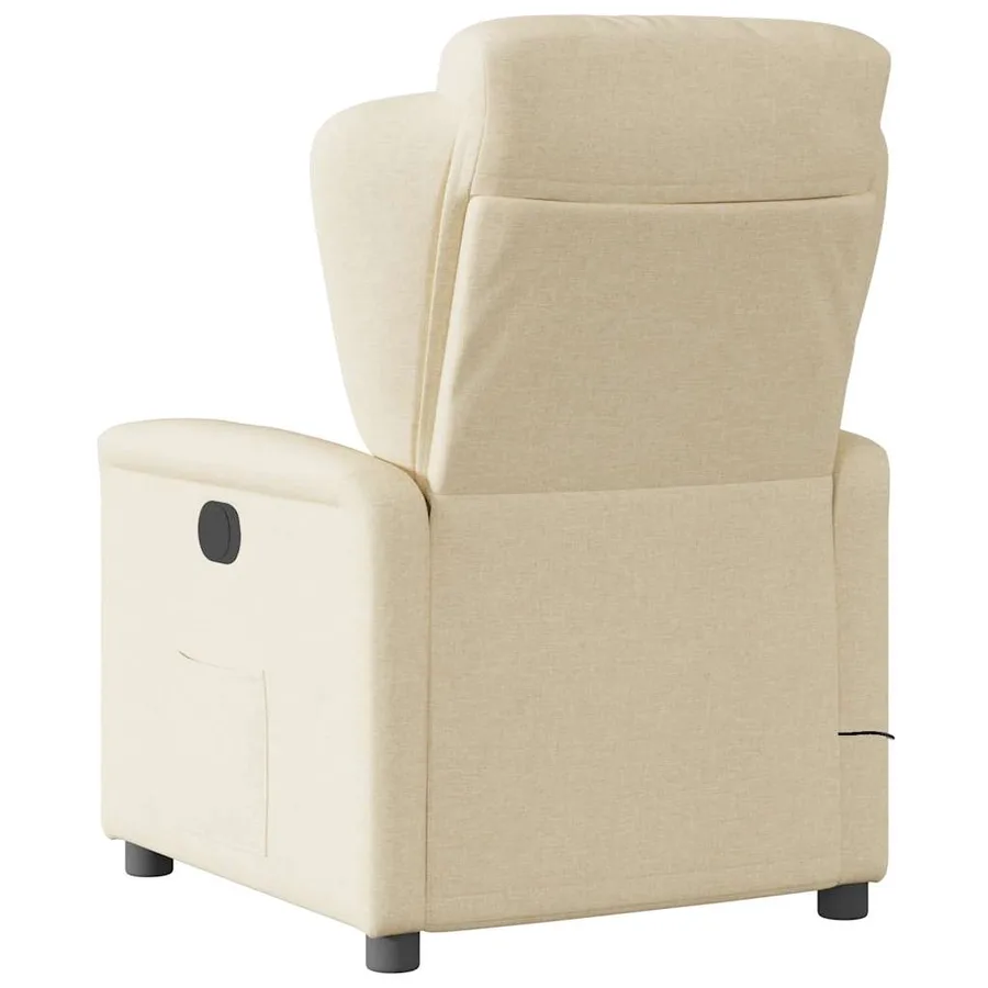 Fauteuil inclinable de massage électrique crème tissu - 7
