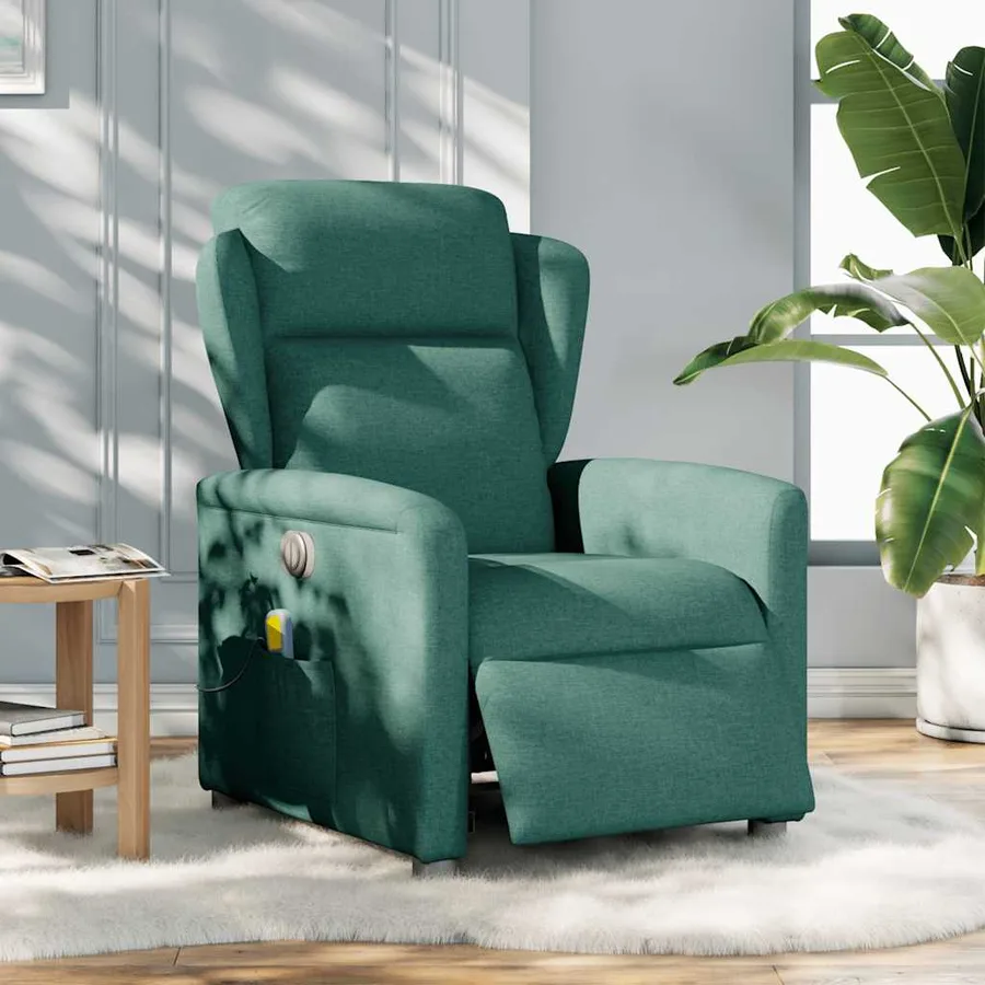 Fauteuil de massage inclinable électrique Vert foncé Tissu - 2