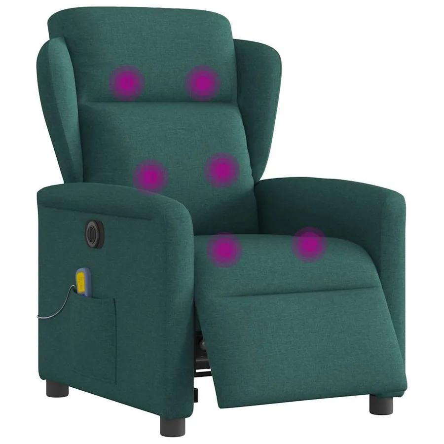 Fauteuil de massage inclinable électrique Vert foncé Tissu - 3