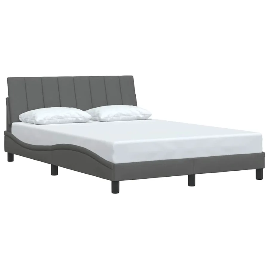 Cadre de lit sans matelas Hanko gris foncé 140x190 cm tissu - 3