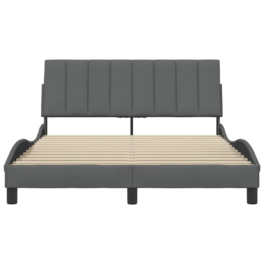 Cadre de lit sans matelas Hanko gris foncé 140x190 cm tissu - 4