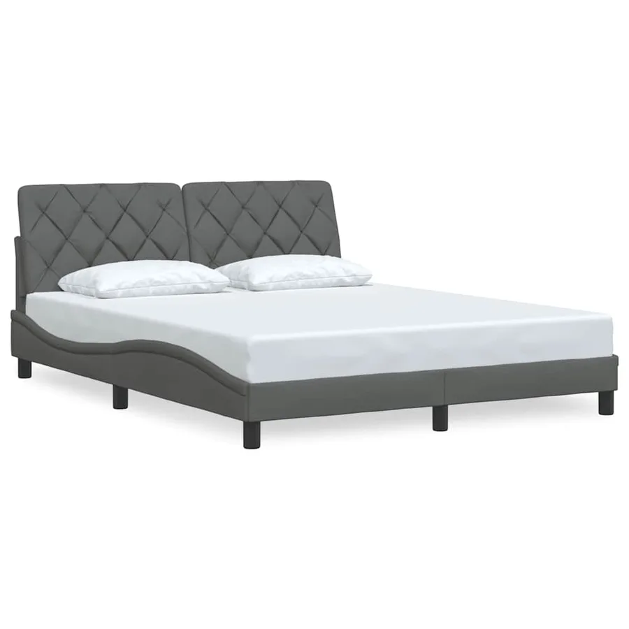 Cadre de lit sans matelas gris foncé 160x200 cm tissu - 2