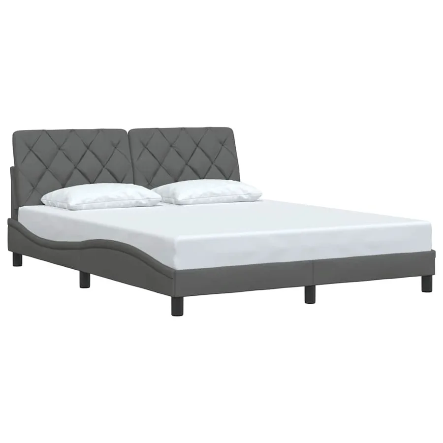Cadre de lit sans matelas gris foncé 160x200 cm tissu - 3