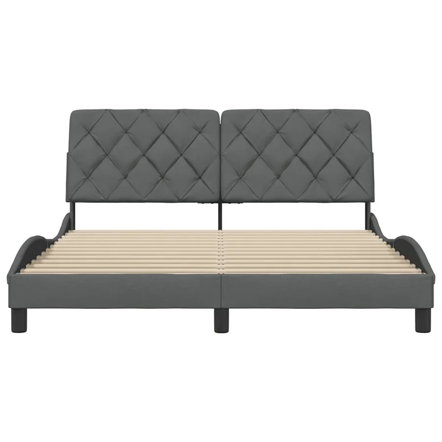 Cadre de lit sans matelas gris foncé 160x200 cm tissu - 5