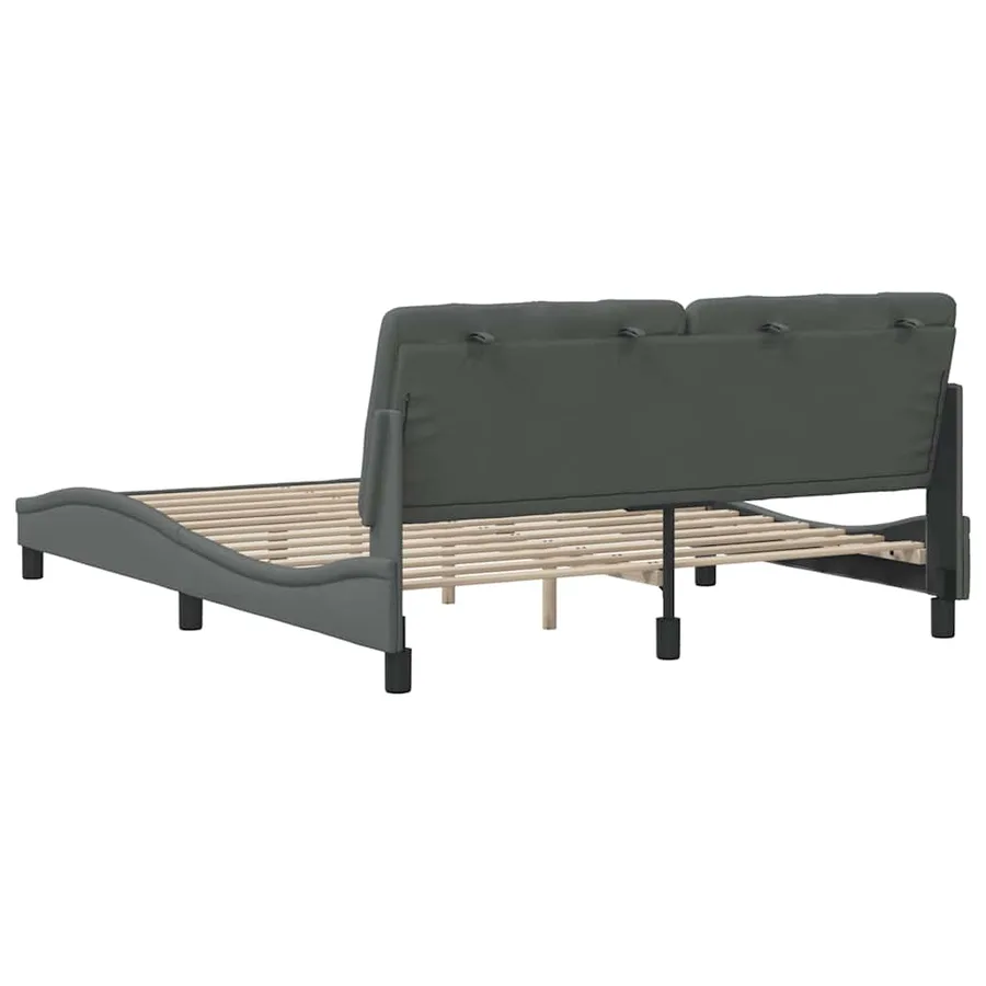 Cadre de lit sans matelas gris foncé 160x200 cm tissu - 9