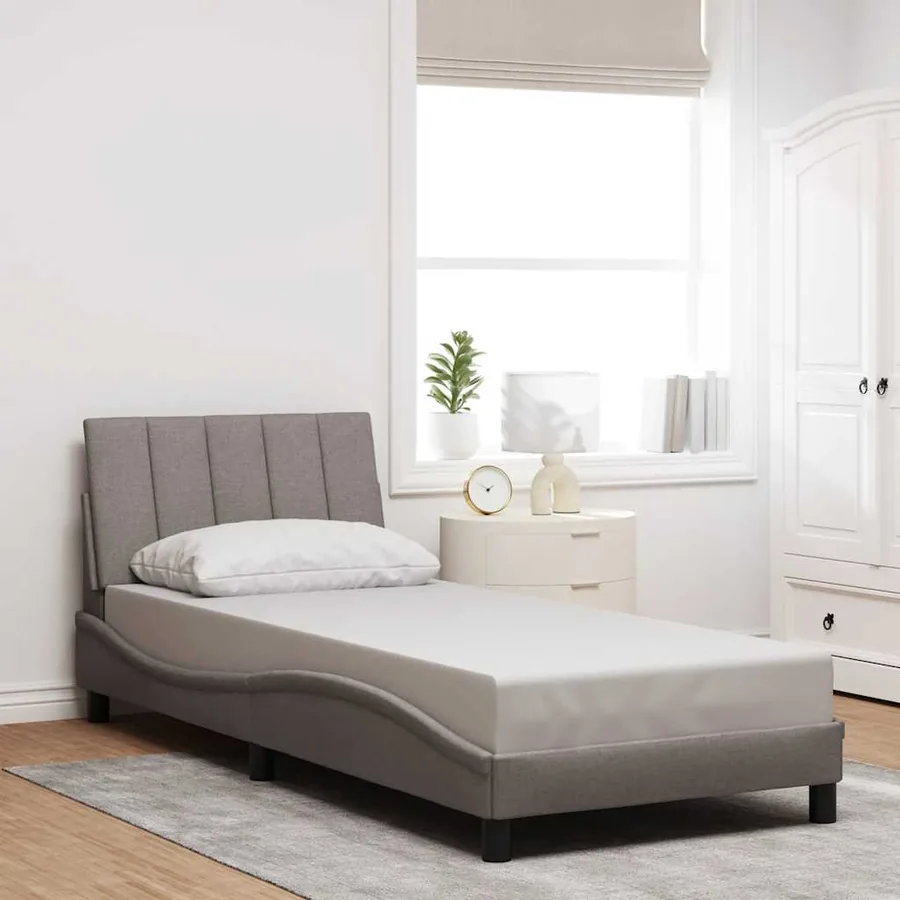 Cadre de lit sans matelas Hanko taupe 80x200 cm tissu