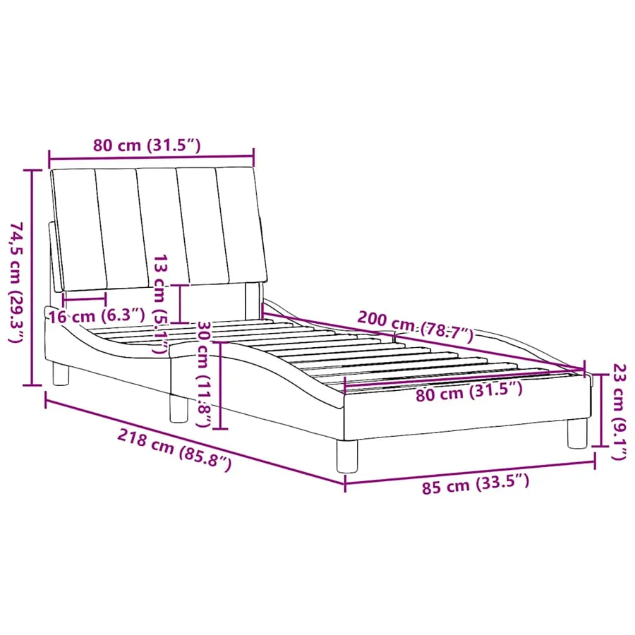 Cadre de lit sans matelas Hanko taupe 80x200 cm tissu - 13