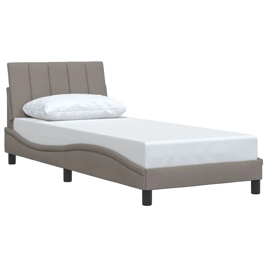 Cadre de lit sans matelas Hanko taupe 80x200 cm tissu - 3