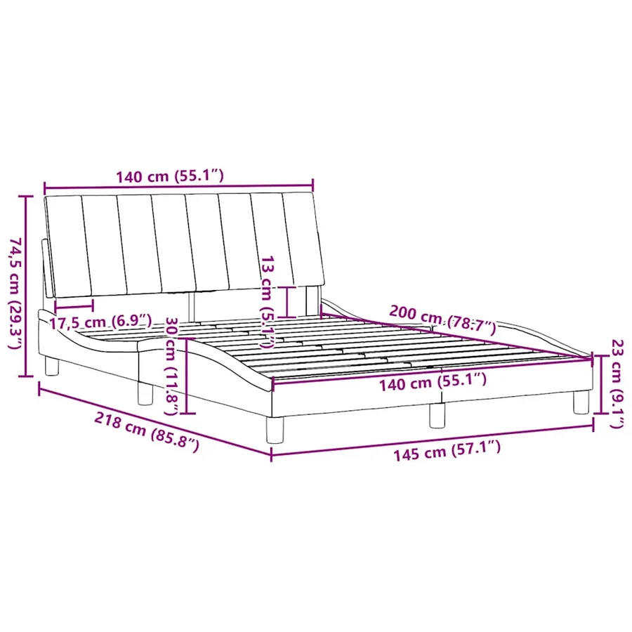 Cadre de lit sans matelas Hanko noir 140x200 cm tissu - 13