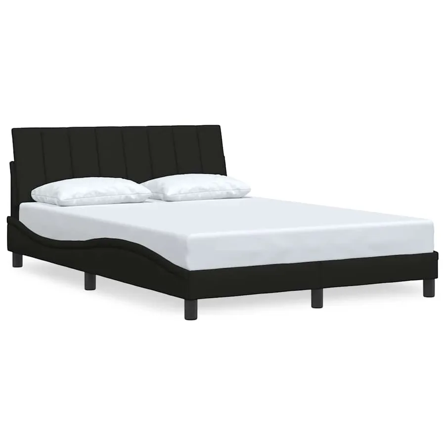 Cadre de lit sans matelas Hanko noir 140x200 cm tissu - 2