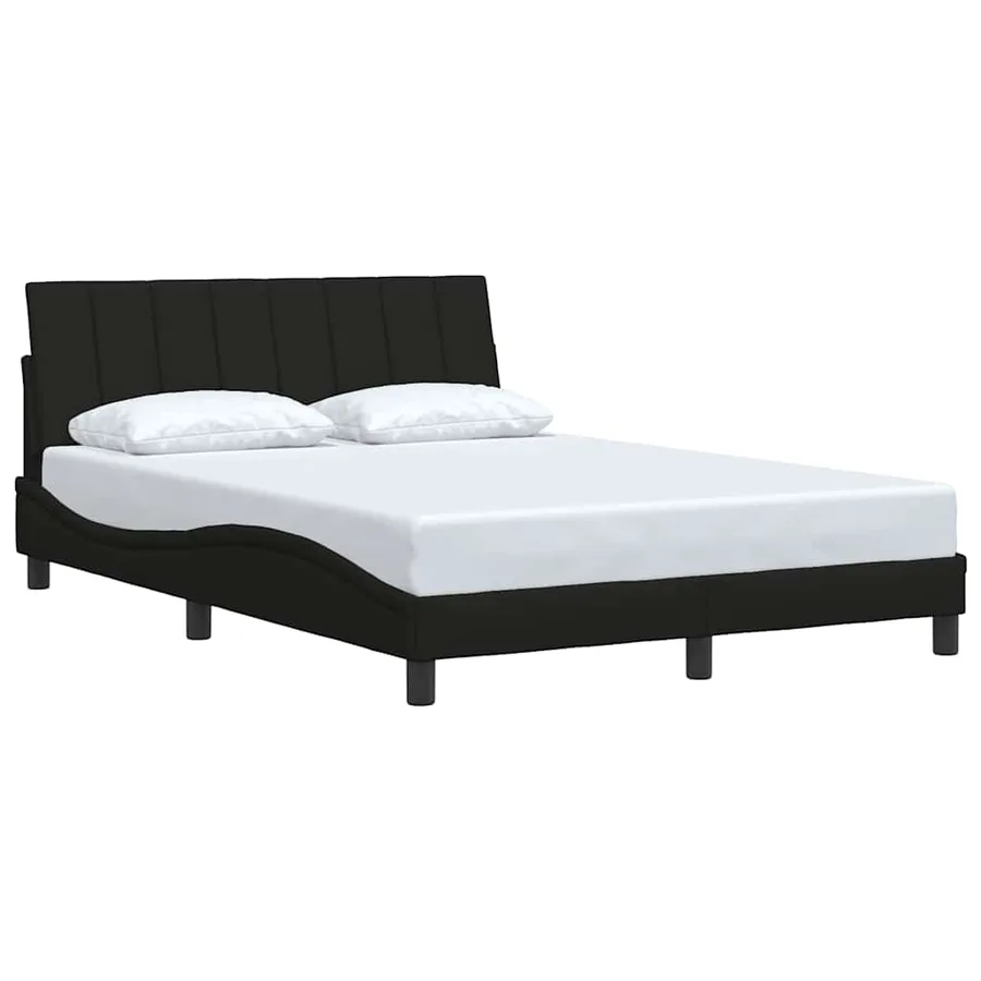 Cadre de lit sans matelas Hanko noir 140x200 cm tissu - 3