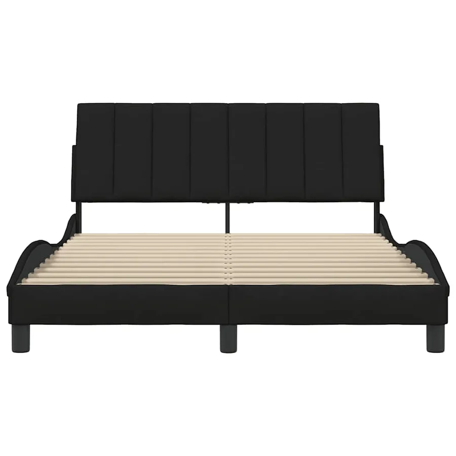 Cadre de lit sans matelas Hanko noir 140x200 cm tissu - 4