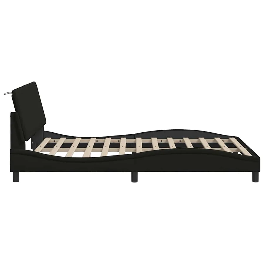 Cadre de lit sans matelas Hanko noir 140x200 cm tissu - 8
