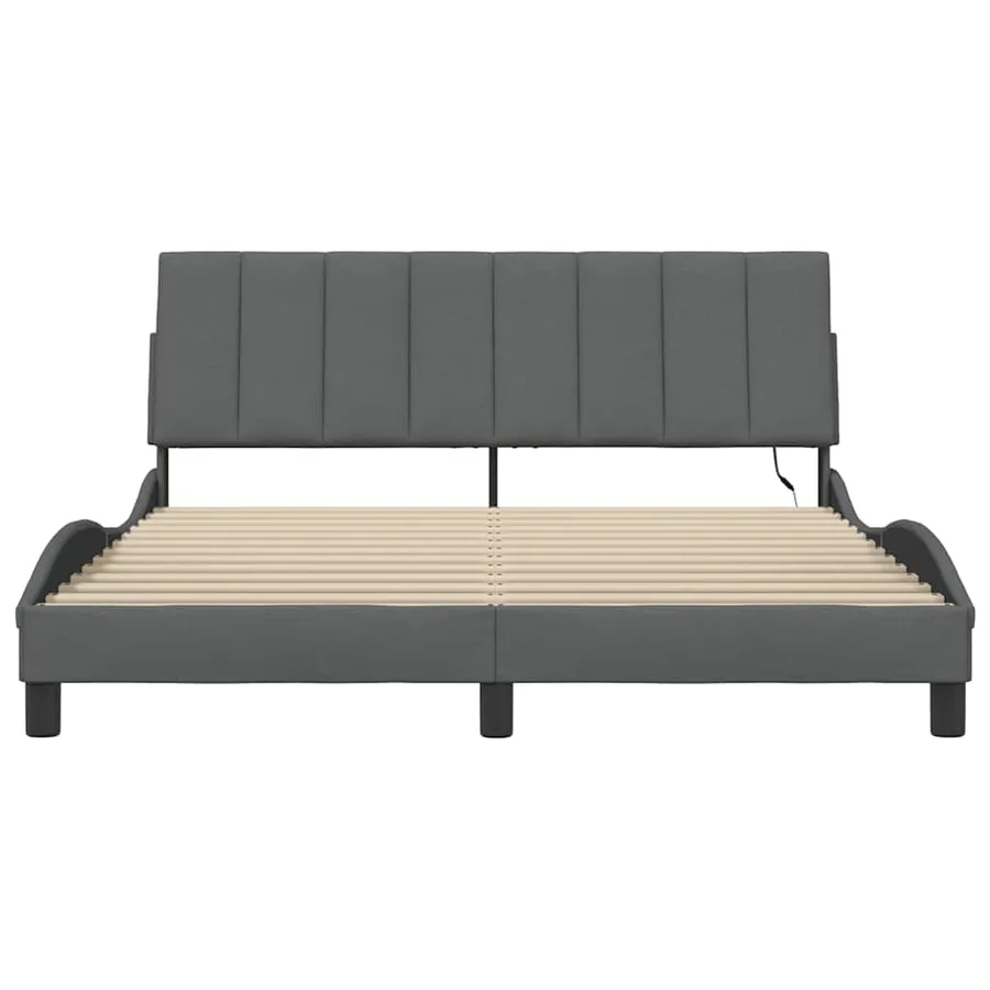 Cadre de lit sans matelas Hanko gris foncé 160x200 cm tissu - 6