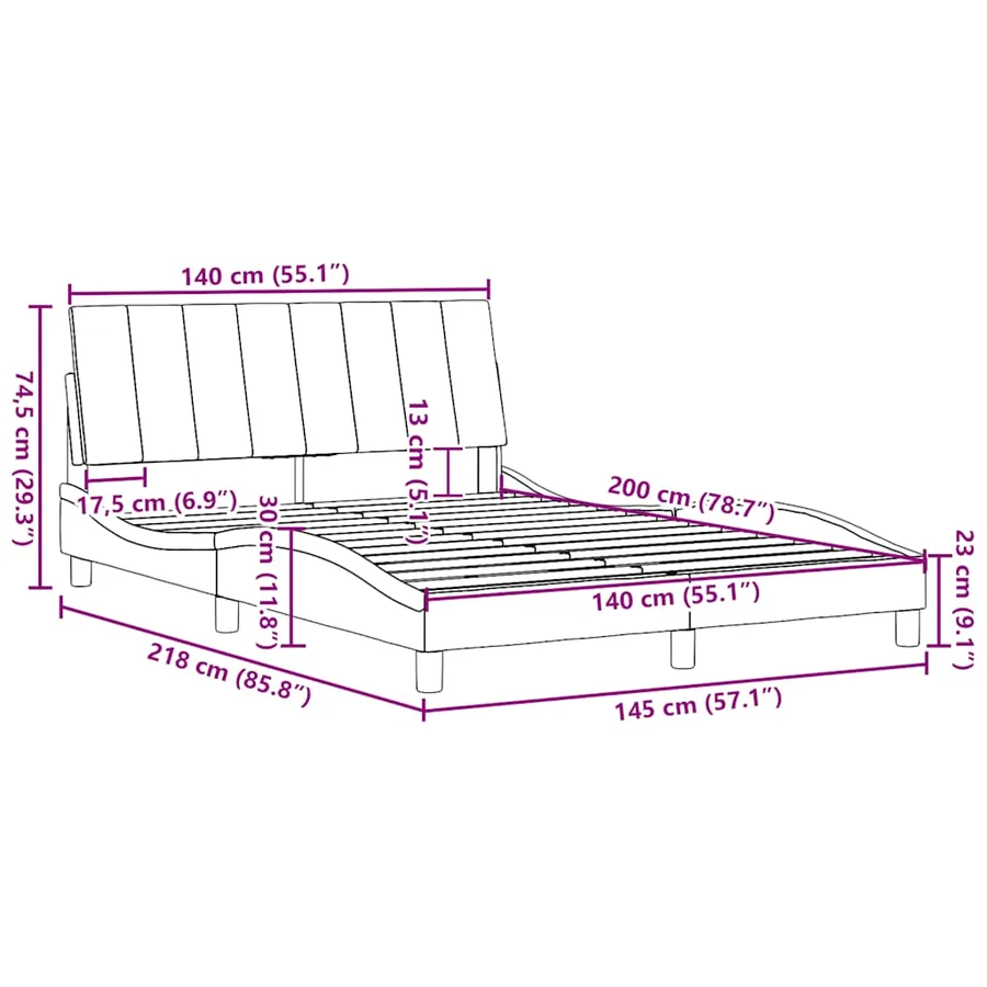Cadre de lit sans matelas Hanko gris clair 140x200 cm tissu - 13