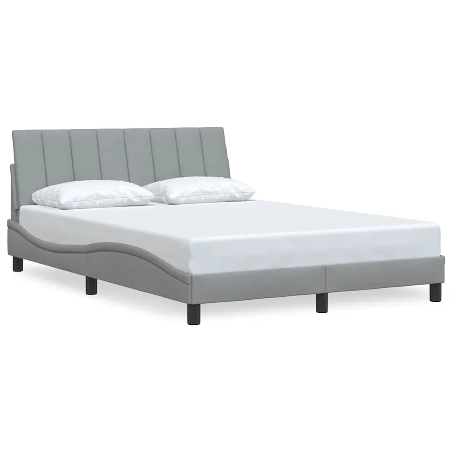 Cadre de lit sans matelas Hanko gris clair 140x200 cm tissu - 2