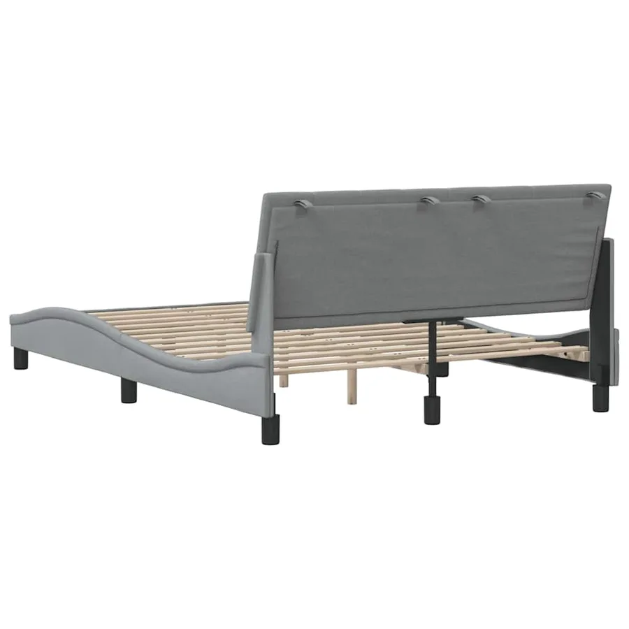 Cadre de lit sans matelas Hanko gris clair 140x200 cm tissu - 9