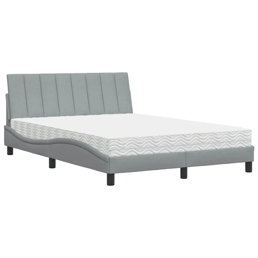 Lit avec matelas Hanko gris clair 140x200 cm tissu - 2