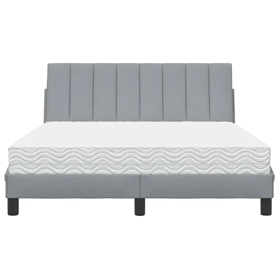Lit avec matelas Hanko gris clair 140x200 cm tissu - 5