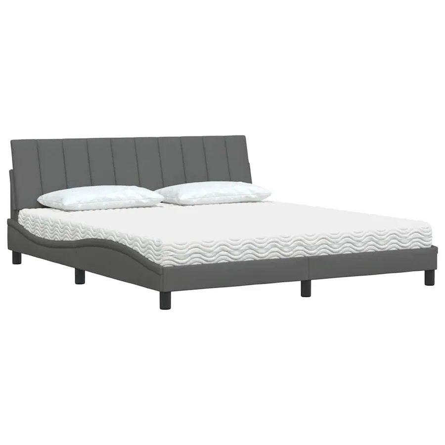 Lit avec matelas Hanko gris foncé 180x200 cm tissu - 4