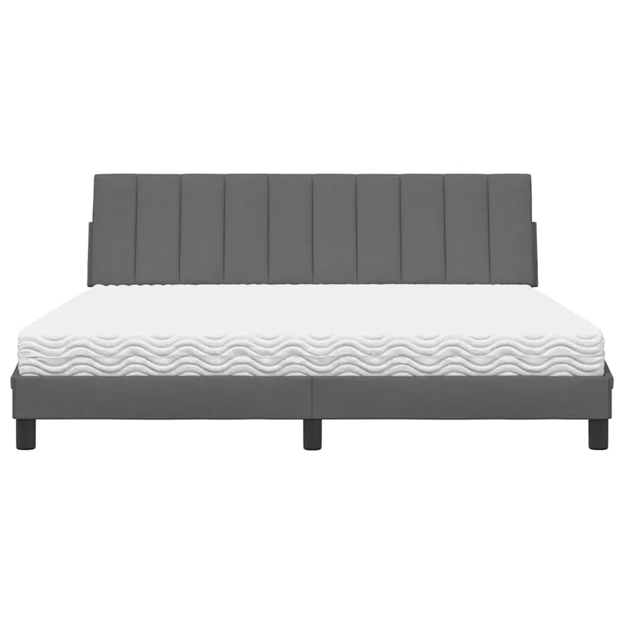 Lit avec matelas Hanko gris foncé 180x200 cm tissu - 5