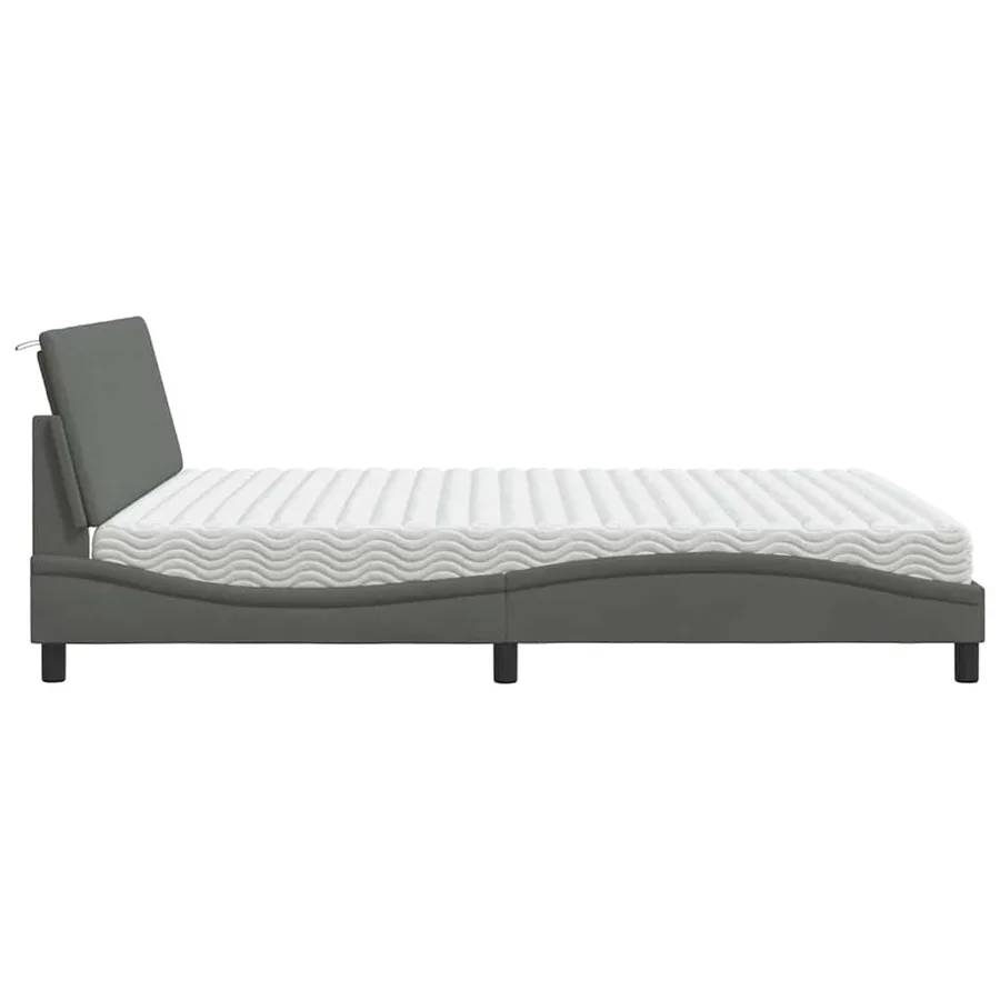 Lit avec matelas Hanko gris foncé 180x200 cm tissu - 6