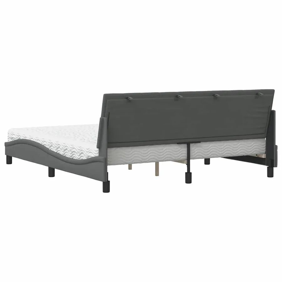 Lit avec matelas Hanko gris foncé 180x200 cm tissu - 7