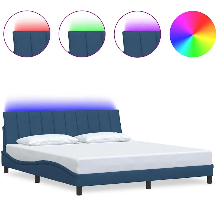 Cadre de lit sans matelas Hanko bleu 180x200 cm tissu - 2