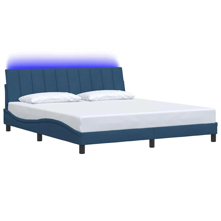 Cadre de lit sans matelas Hanko bleu 180x200 cm tissu - 3