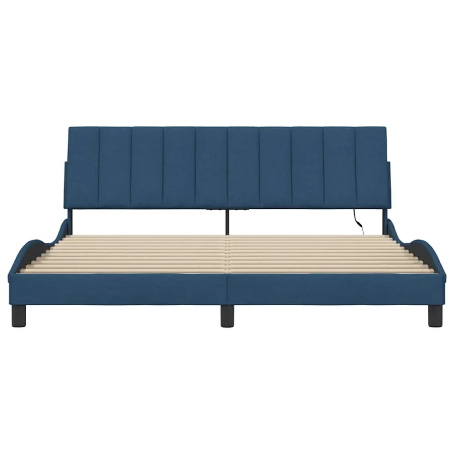 Cadre de lit sans matelas Hanko bleu 180x200 cm tissu - 6