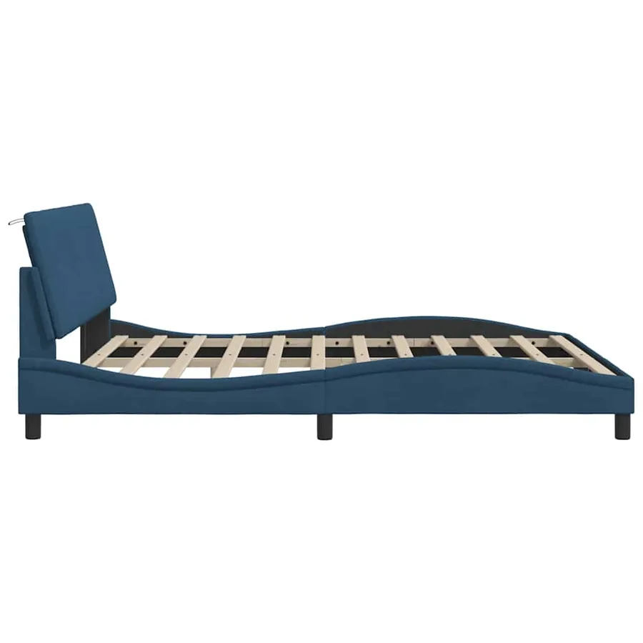 Cadre de lit sans matelas Hanko bleu 180x200 cm tissu - 9