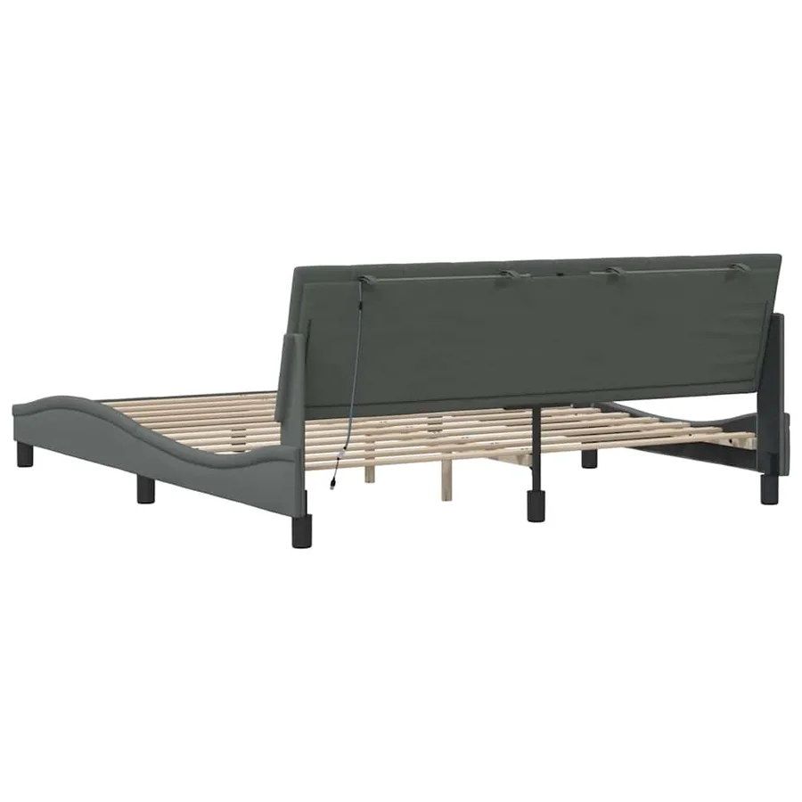 Cadre de lit sans matelas Hanko gris foncé 180x200 cm tissu - 10