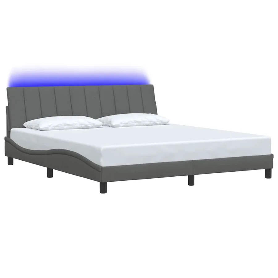 Cadre de lit sans matelas Hanko gris foncé 180x200 cm tissu - 3