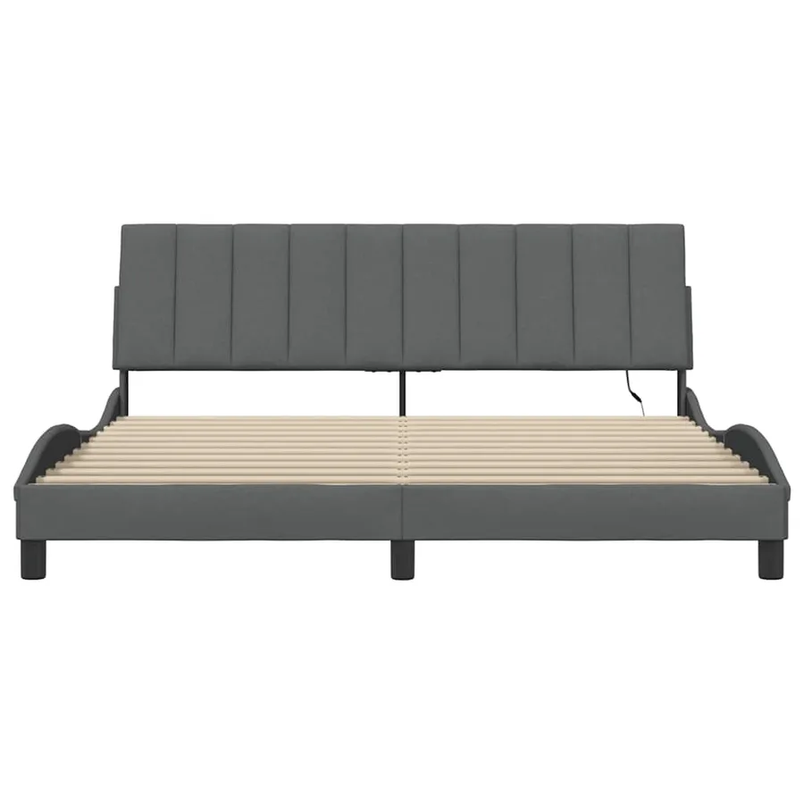 Cadre de lit sans matelas Hanko gris foncé 180x200 cm tissu - 6