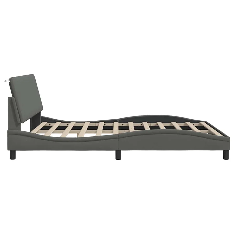 Cadre de lit sans matelas Hanko gris foncé 180x200 cm tissu - 9