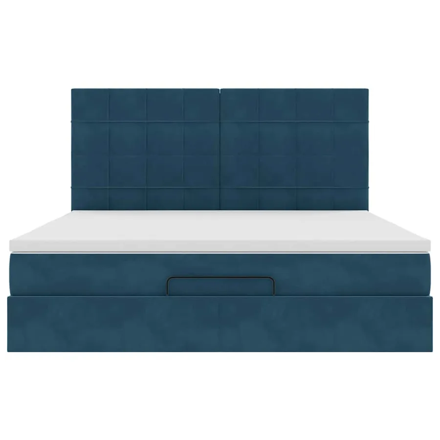 Cadre de lit ottoman avec matelas bleu foncé 180x200 cm velours - 8