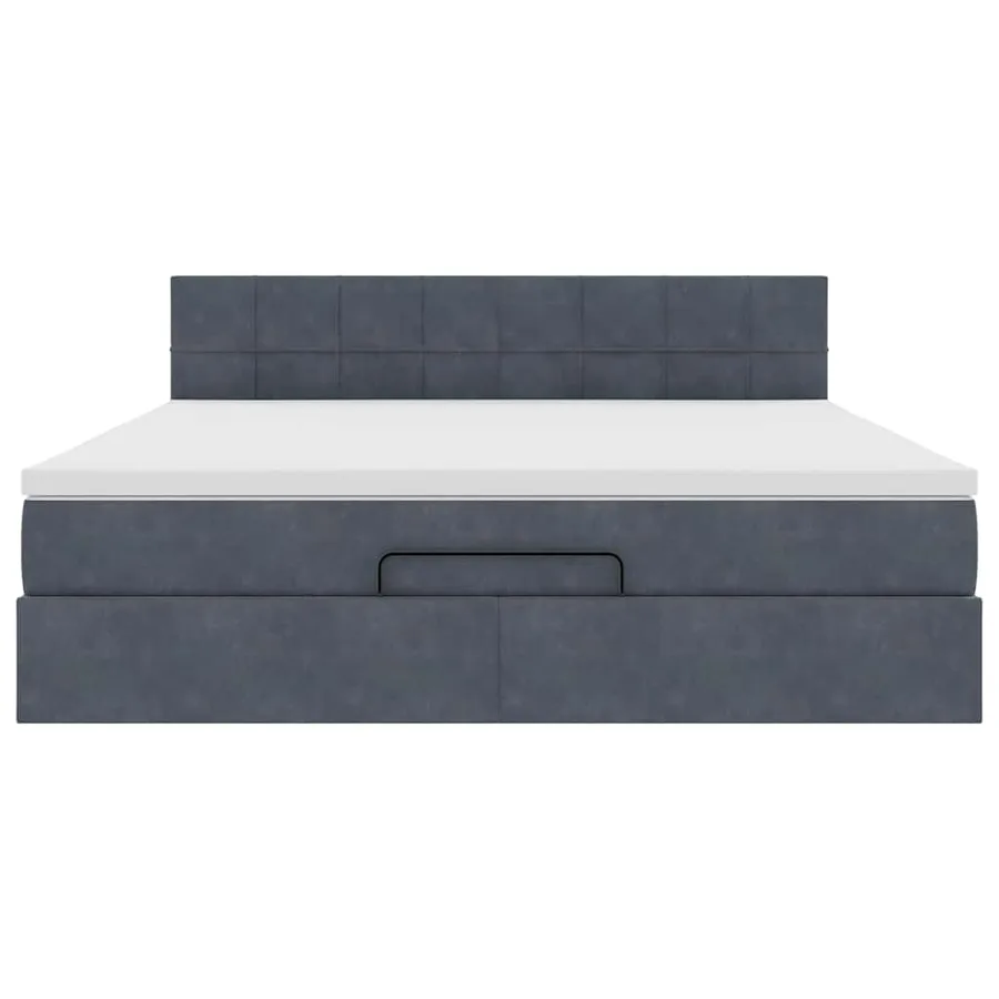Cadre de lit ottoman avec matelas gris foncé 180x200 cm velours - 6