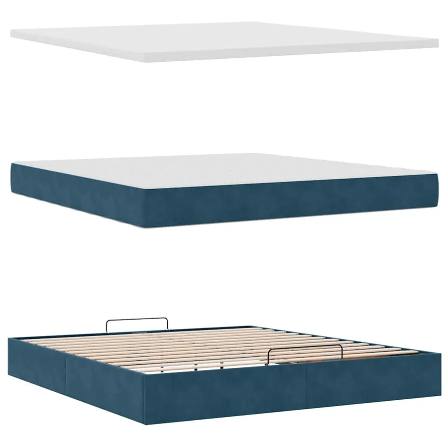 Cadre de lit ottoman avec matelas bleu foncé 180x200 cm velours - 13