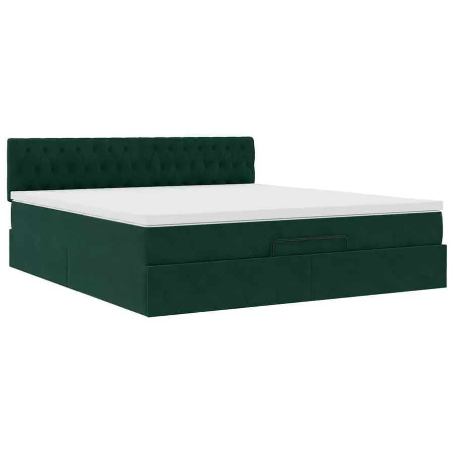 Cadre de lit ottoman avec matelas vert foncé 180x200 cm velours - 6