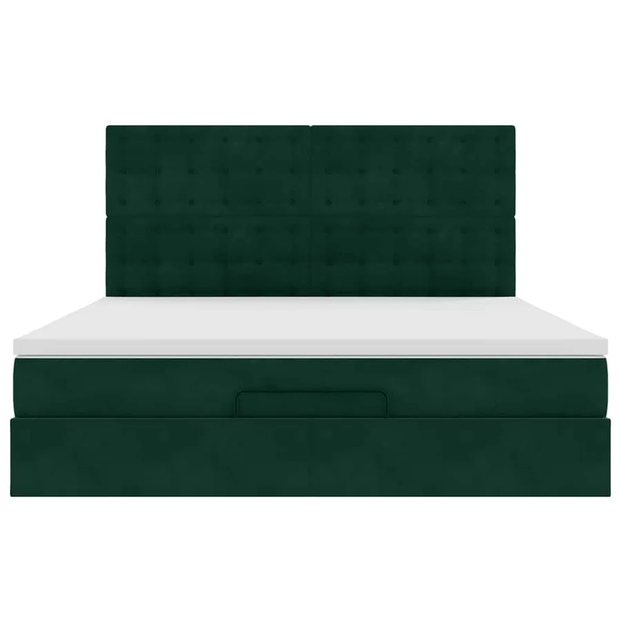 Cadre de lit ottoman avec matelas vert foncé 180x200cm velours - 7