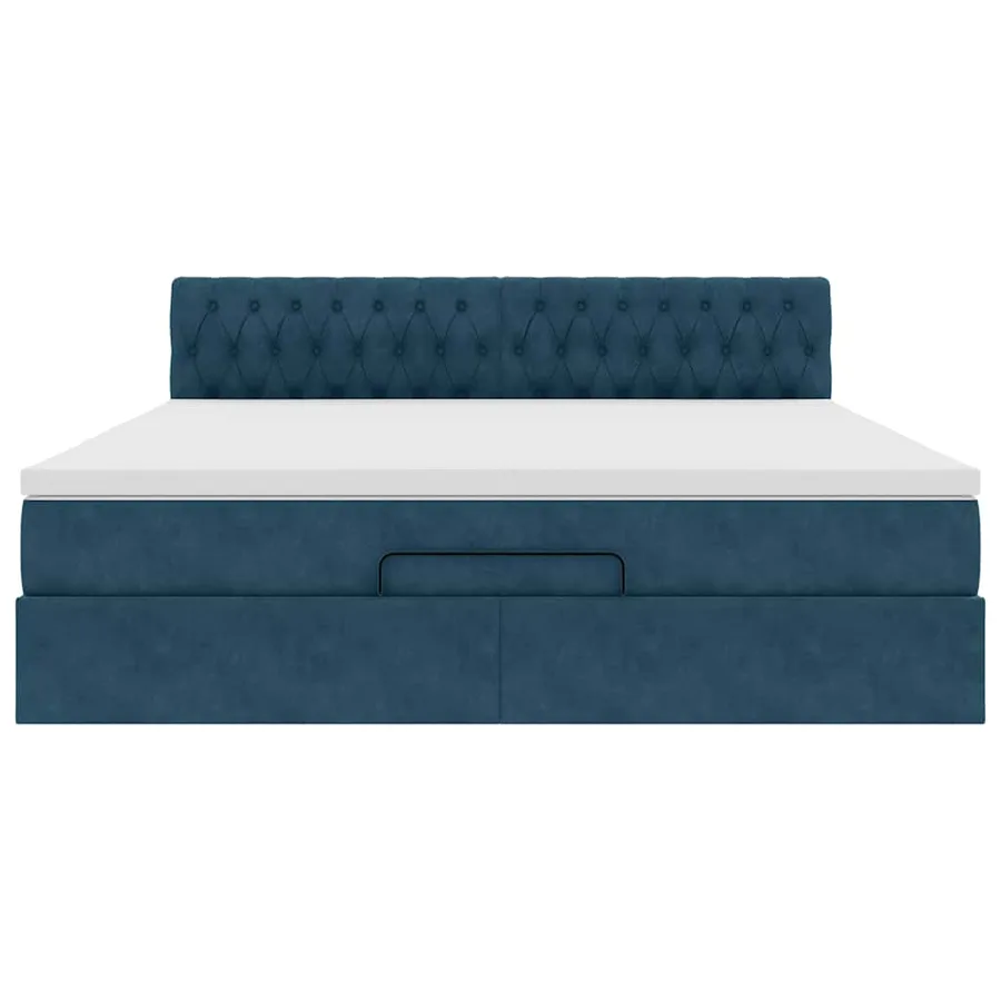 Cadre de lit ottoman avec matelas bleu foncé 180x200 cm velours - 6