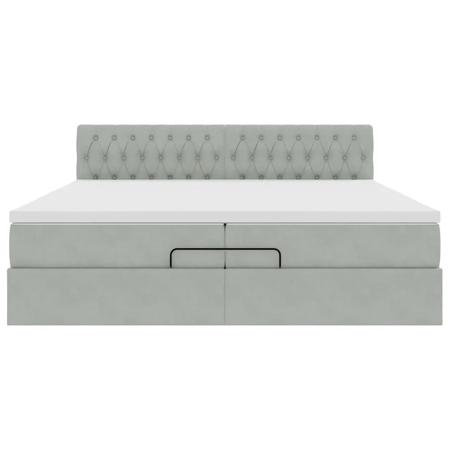 Cadre de lit ottoman avec matelas gris clair 200x200 cm velours - 6