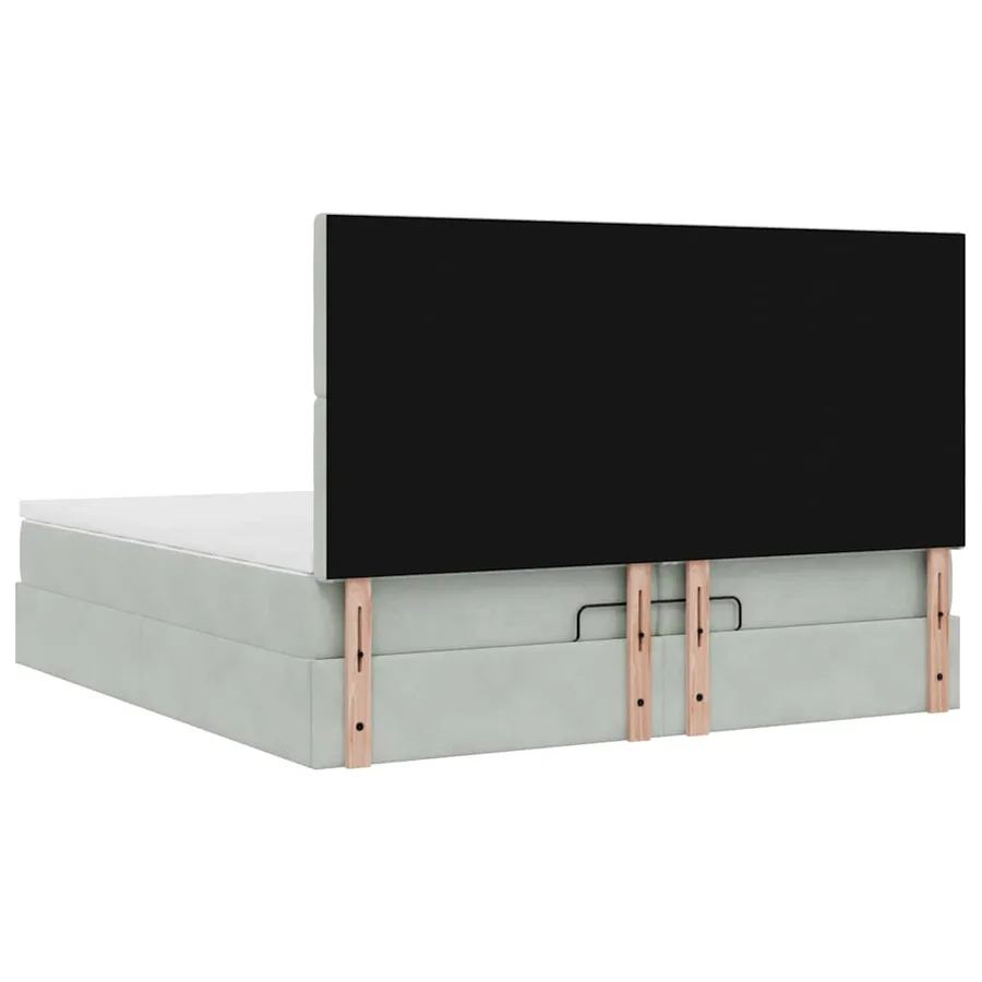 Cadre de lit ottoman avec matelas gris clair 200x200 cm velours - 8